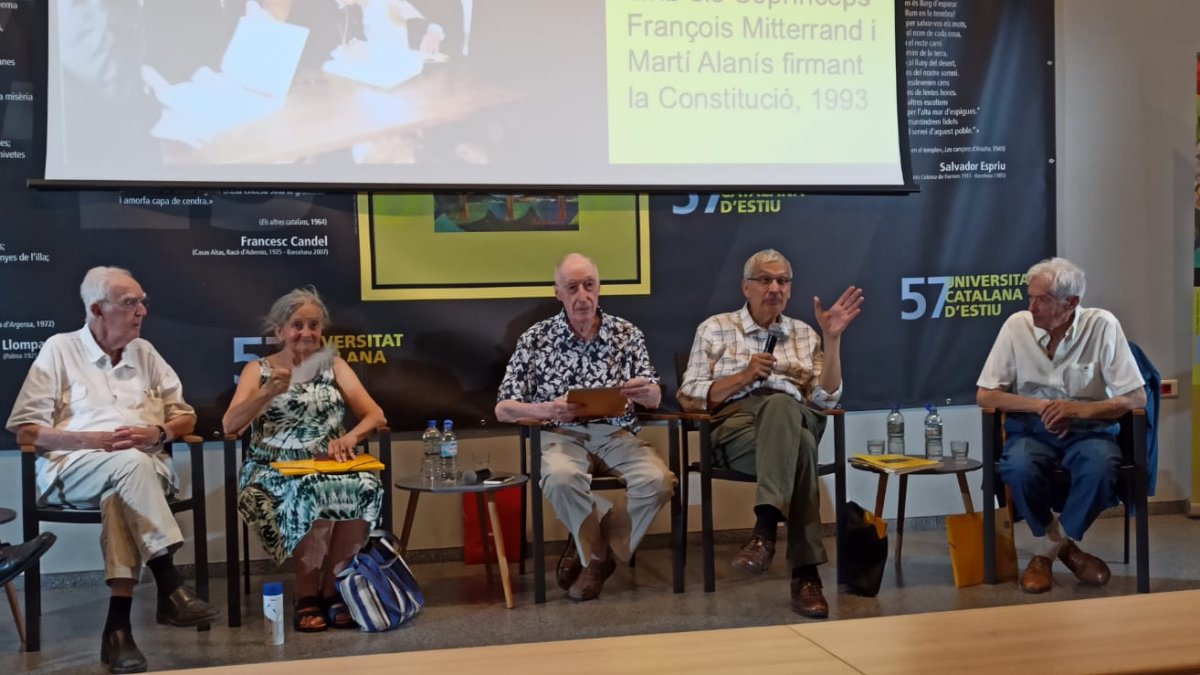 Un moment de l'acte de commemoració de la creació de la llicenciatura de català a la Universitat de Perpinyà, amb Antoni Ubach entre els ponents.