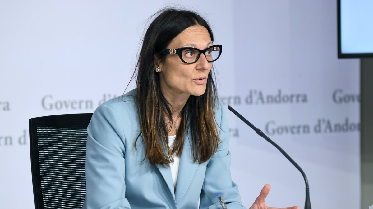 Ester Molné durant la roda de premsa del consell de ministres.