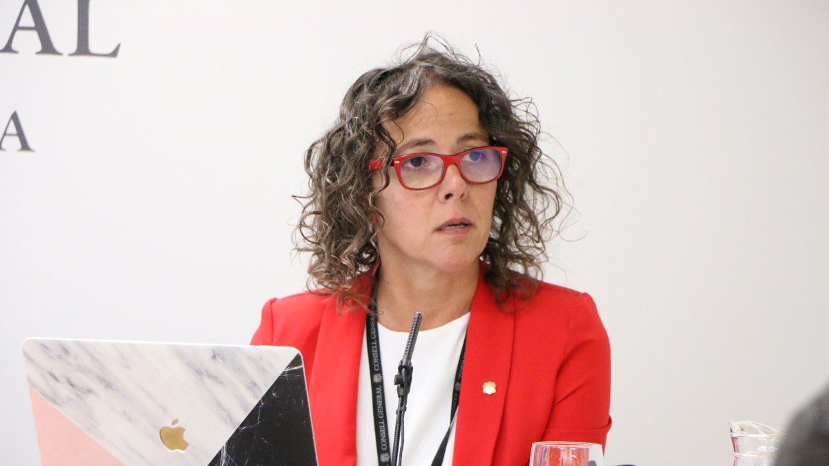 Judith Casal a la roda de premsa on va anunciar que abandona la política 