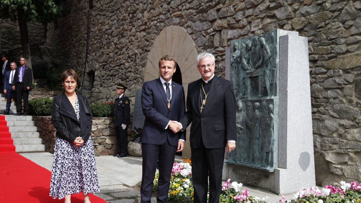 Vives i Macron a Andorra, el 2019.