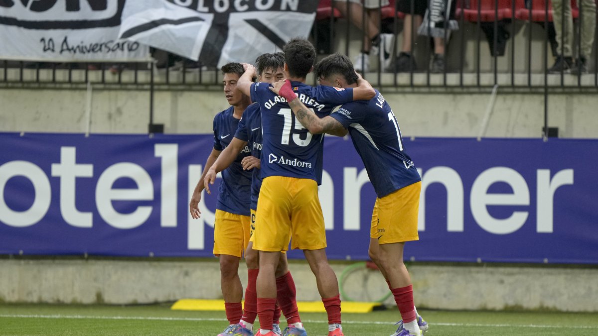 Els tricolors celebren un gol a Encamp.