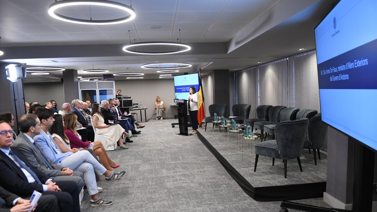 Imma Tor durant la inauguració de les primeres jornades de cooperació transfronterera