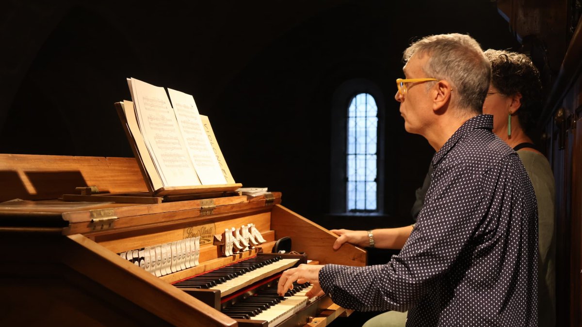 L'organista Miquel González durant el concert.