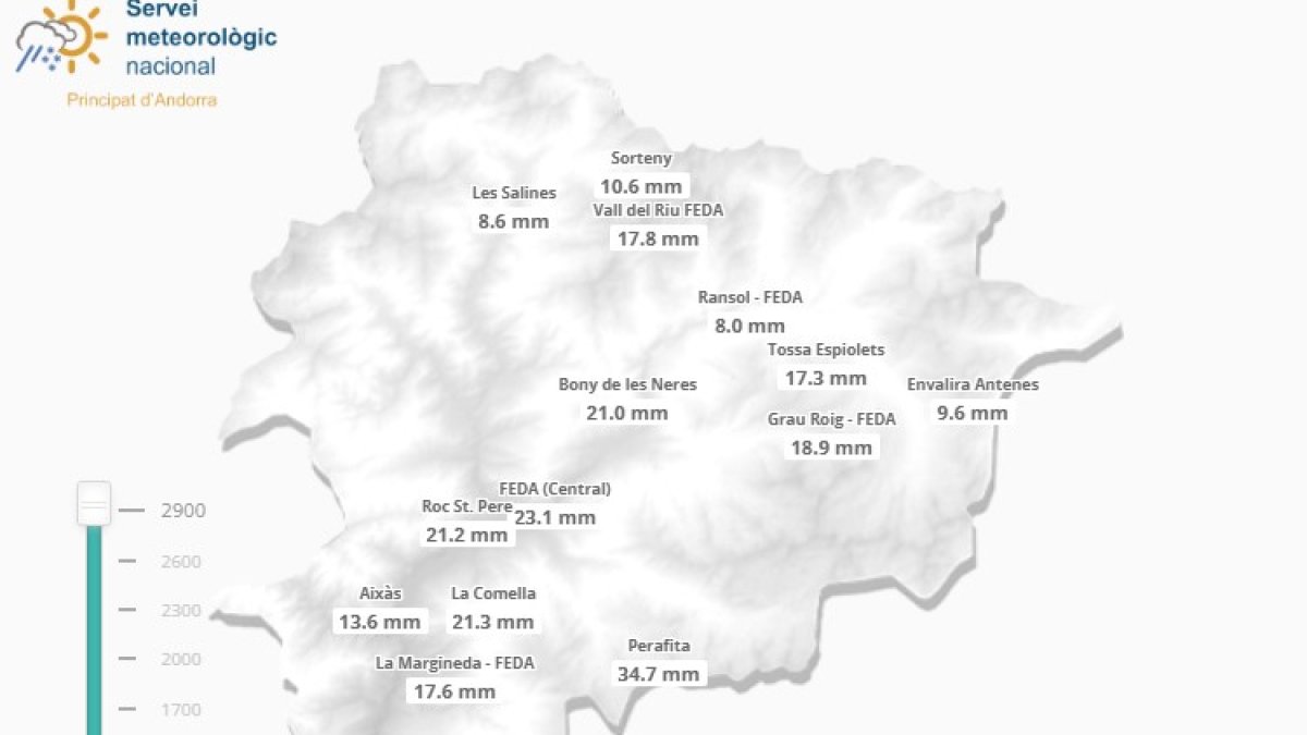 El mapa d'acumulació de pluja aquest matí.