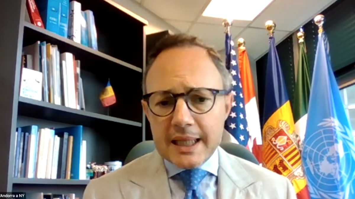 El cap de Govern, Xavier Espot, en un moment de la trobada telemàtica amb la premsa.