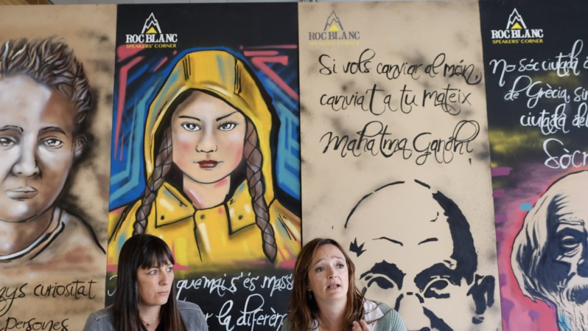 Les portaveus de Hope Palestina, Maria Burgués i Amaya Ferrer.