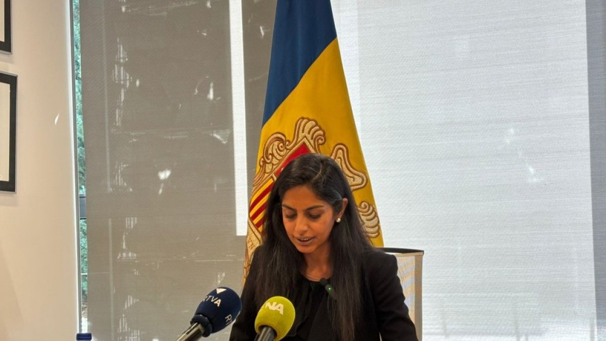 Resma Punjabi durant la roda de premsa de dimissió.