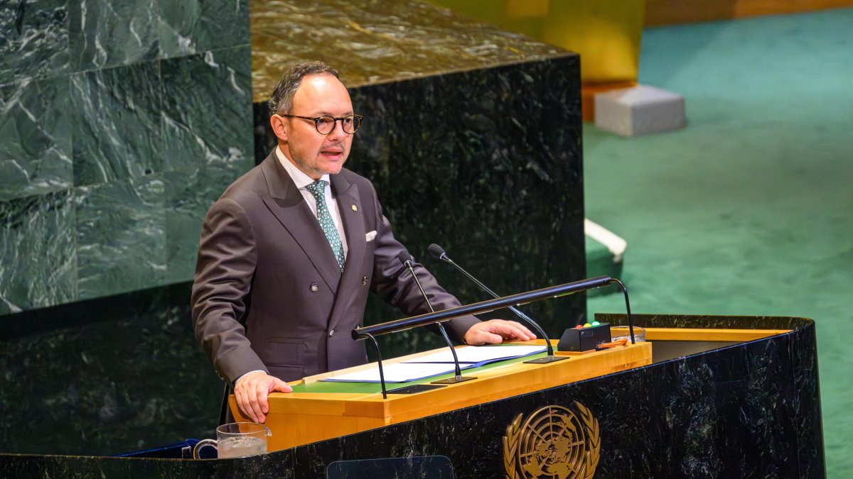 El cap de Govern, Xavier Espot, durant el discurs a l'ONU.