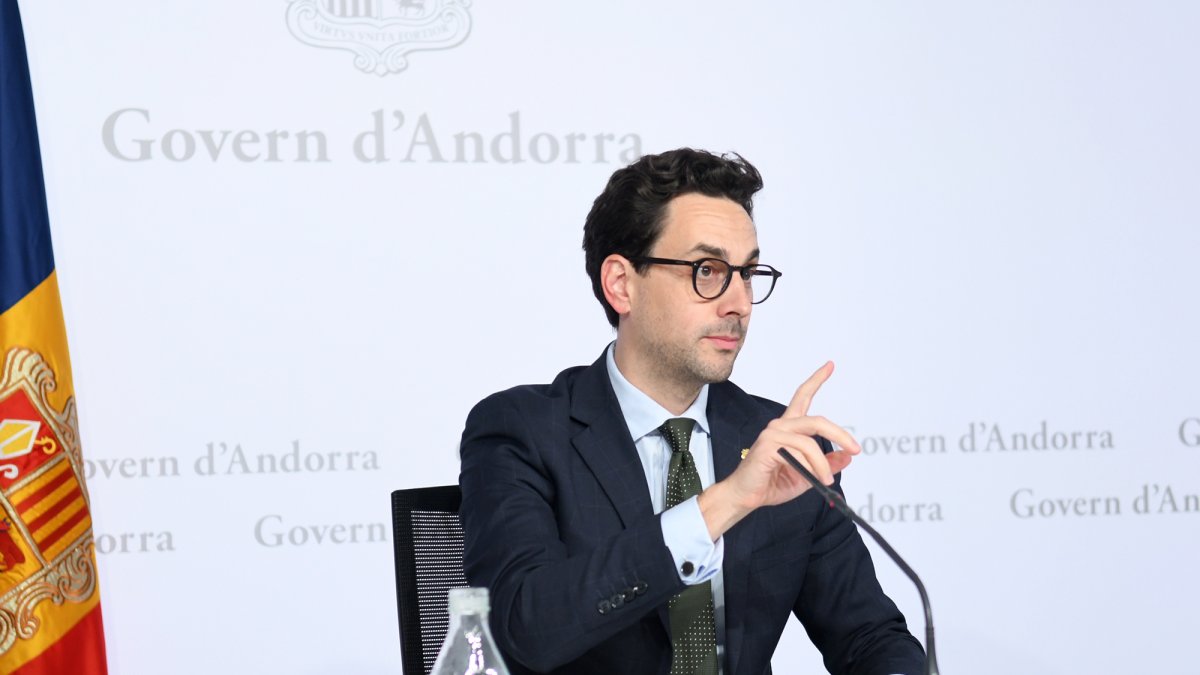 El ministre Portaveu, Guillem Casal, en la roda de premsa posterior al consell de ministres d'aquesta tarda.