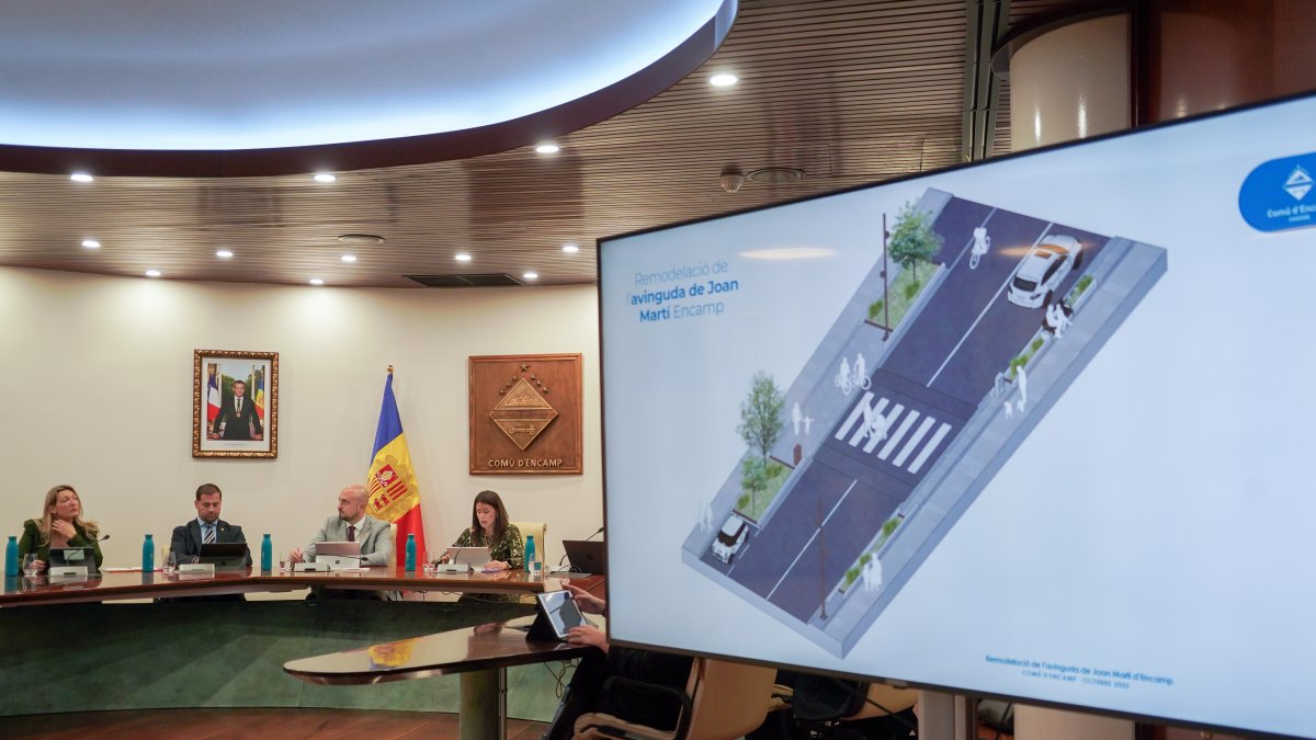 Render de com quedarà l'avinguda Joan Martí presentat avui al comú d'Encamp.