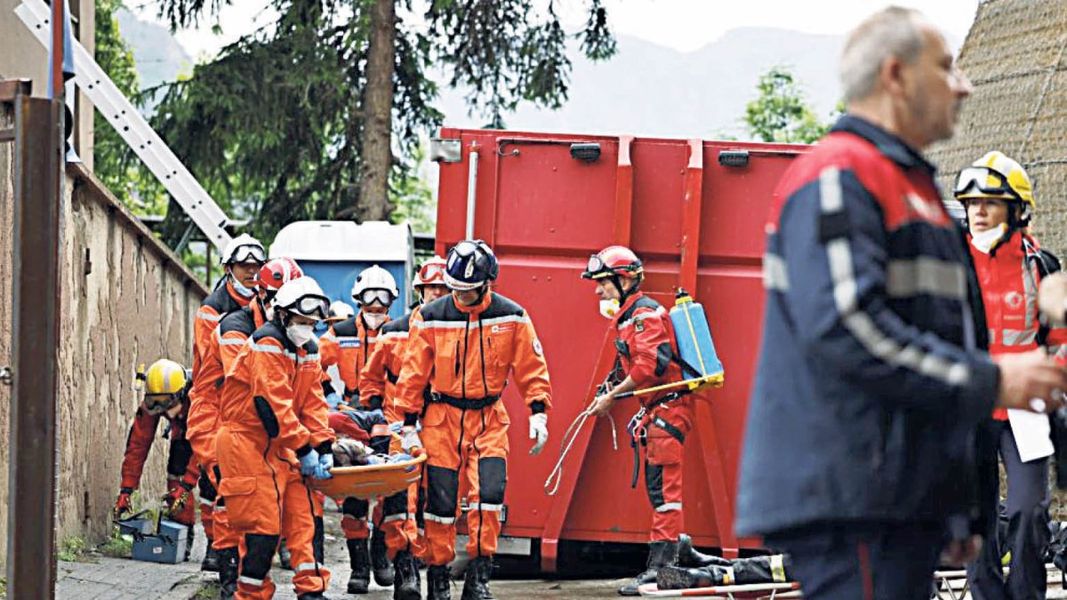 La Creu Roja en un simulacre.