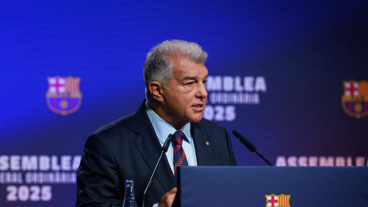 El presidnet del Barça, Joan Laporta, en una compareixença