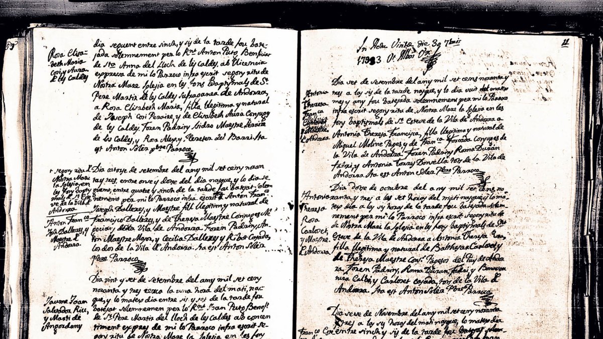 Arxiu parroquial d’Andorra, Llibre de baptismes, 1791-1830.