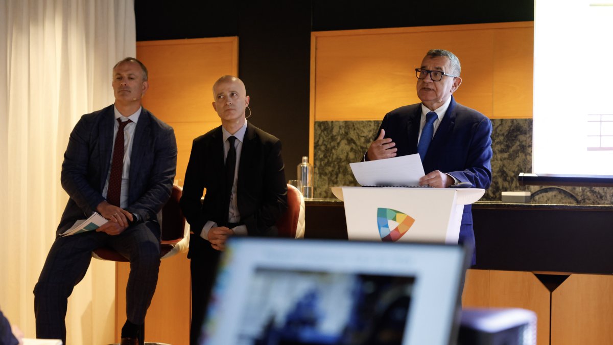 El director general de FEDA, Albert Moles, durant el discurs.