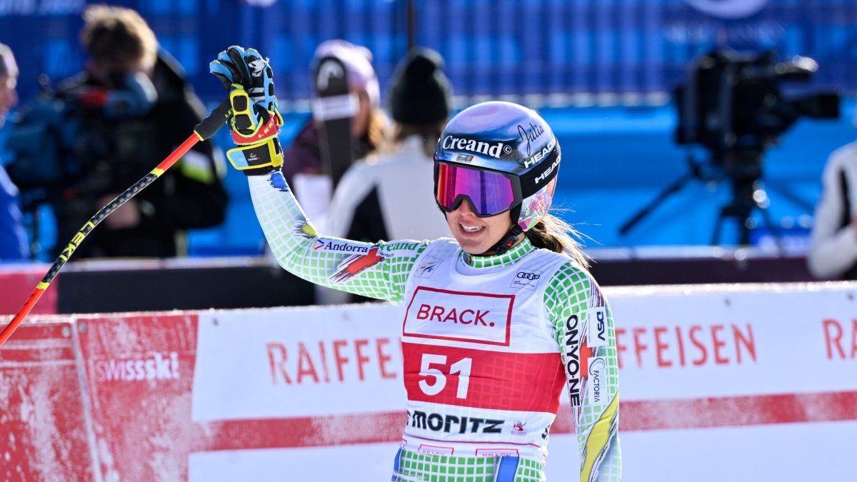 Cande Moreno després de finalitzar avui en 26è lloc el descens de Copa del Món a Saint Moritz