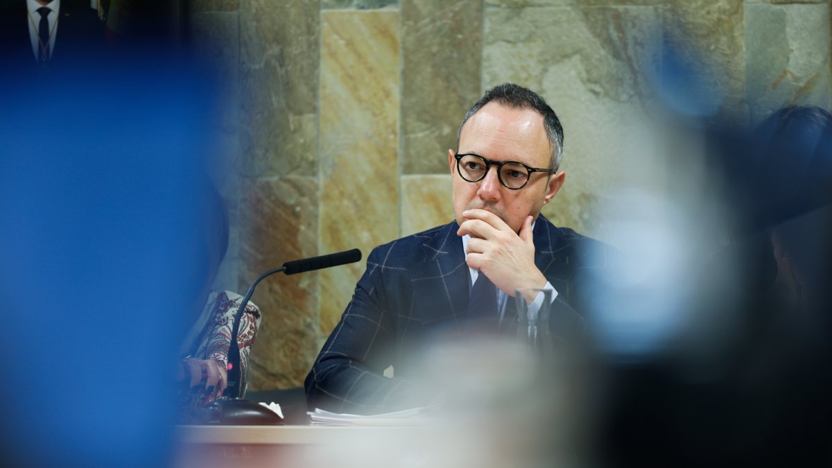 El cap de Govern, Xavier Espot, durant la trobada amb la premsa.