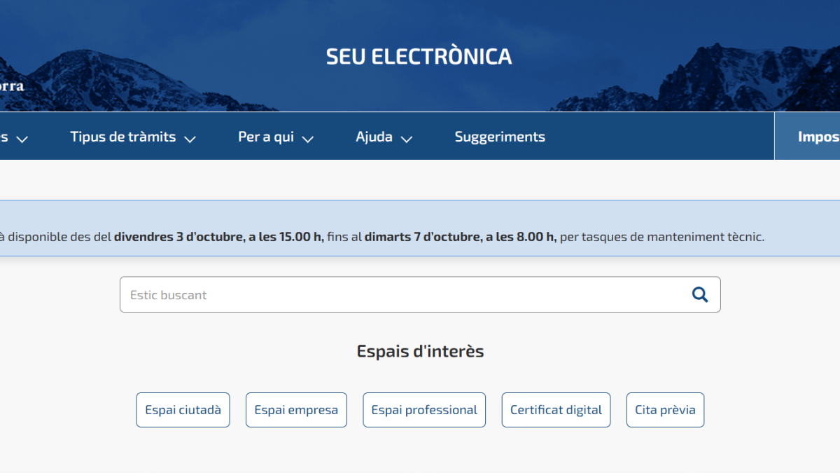 La seu electrònica del Govern.