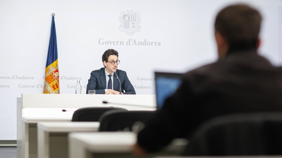 El ministre portaveu, Guillem Casal, durant la roda de premsa.