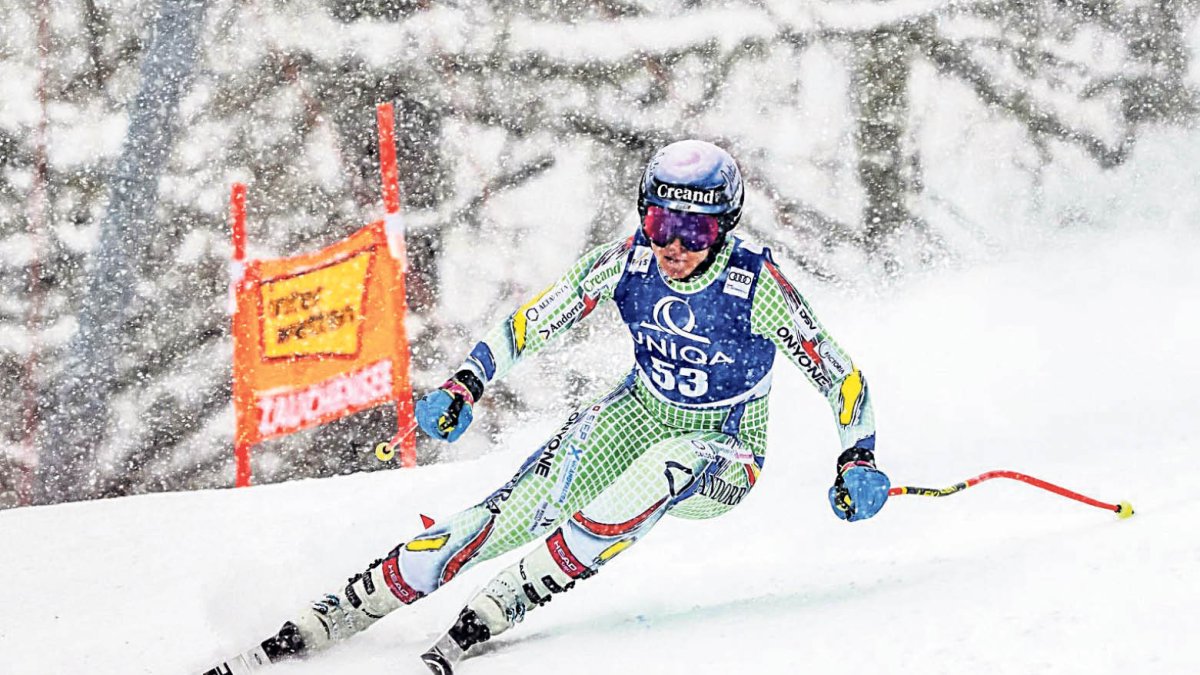 Cande Moreno durant el descens.