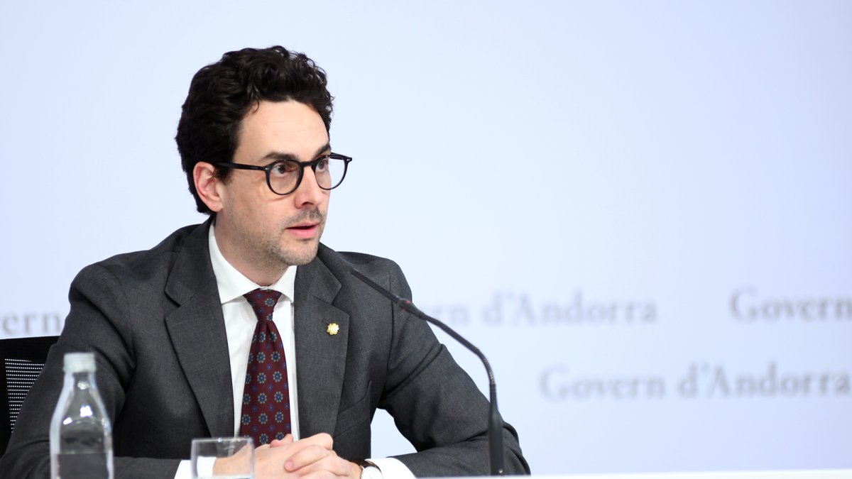El ministre Portaveu, Guillem Casal, en la roda de premsa posterior al consell de ministres d'aquesta tarda.