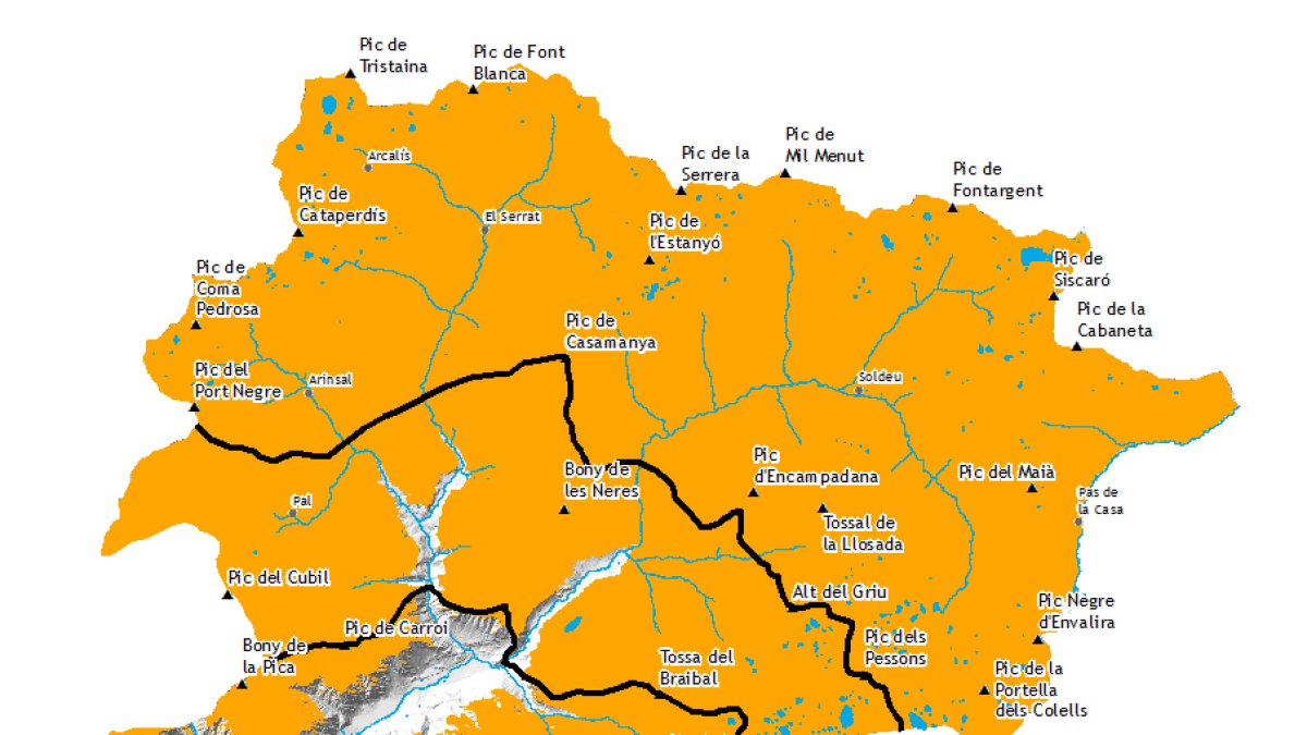 Perill d'allaus 3 a tot Andorra.