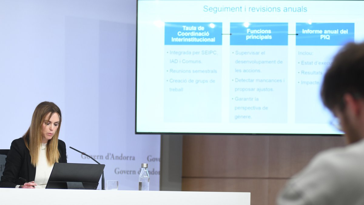 La secretària d'Estat d'Igualtat, Mariona Cadena, en la roda de premsa d'avui