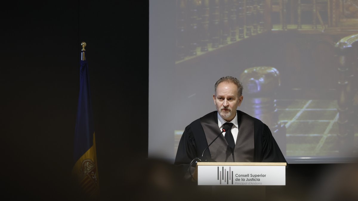 El fiscal general de l'Estat, Xavier Sopena, durant el discurs a l'obertura de l'any judicial.