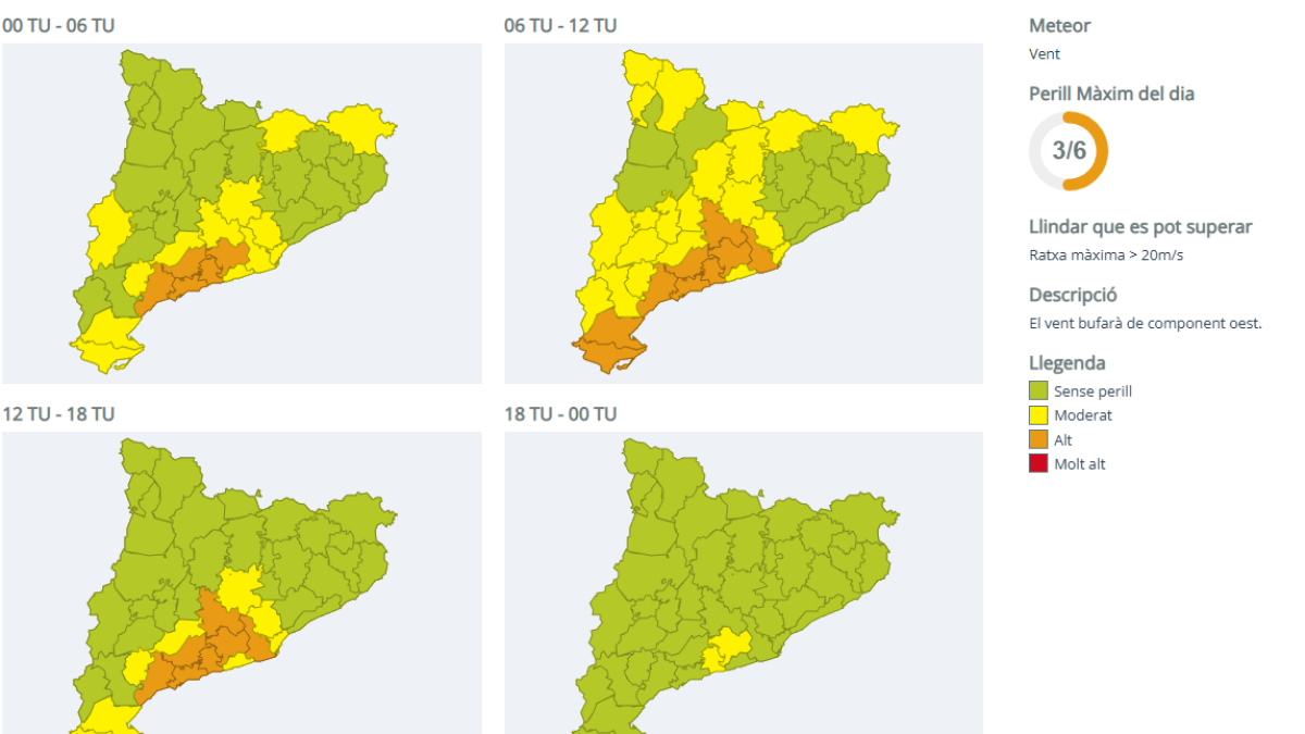Alerta per forts vents a Catalunya.