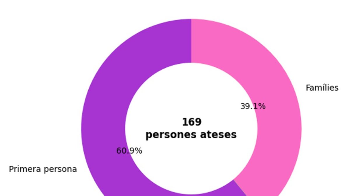 Gràfic de l'informe anual de Projecte Vida on s'especifica el tipus de persones ateses per l'entitat al llarg del 2025.