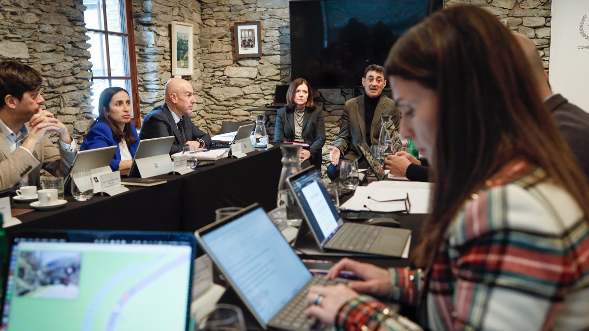 Un moment de la reunió de cònsols celebrada aquest matí a Canillo.