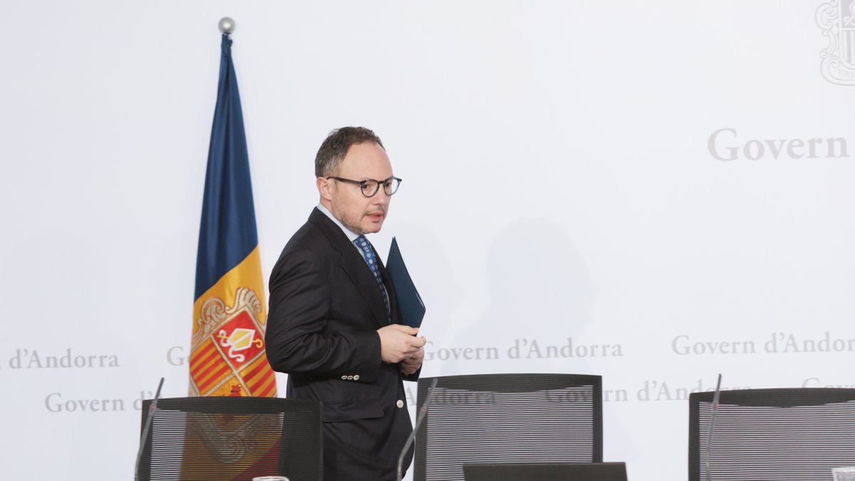 El cap de Govern, Xavier Espot, abans de la roda de premsa del consell de ministres.
