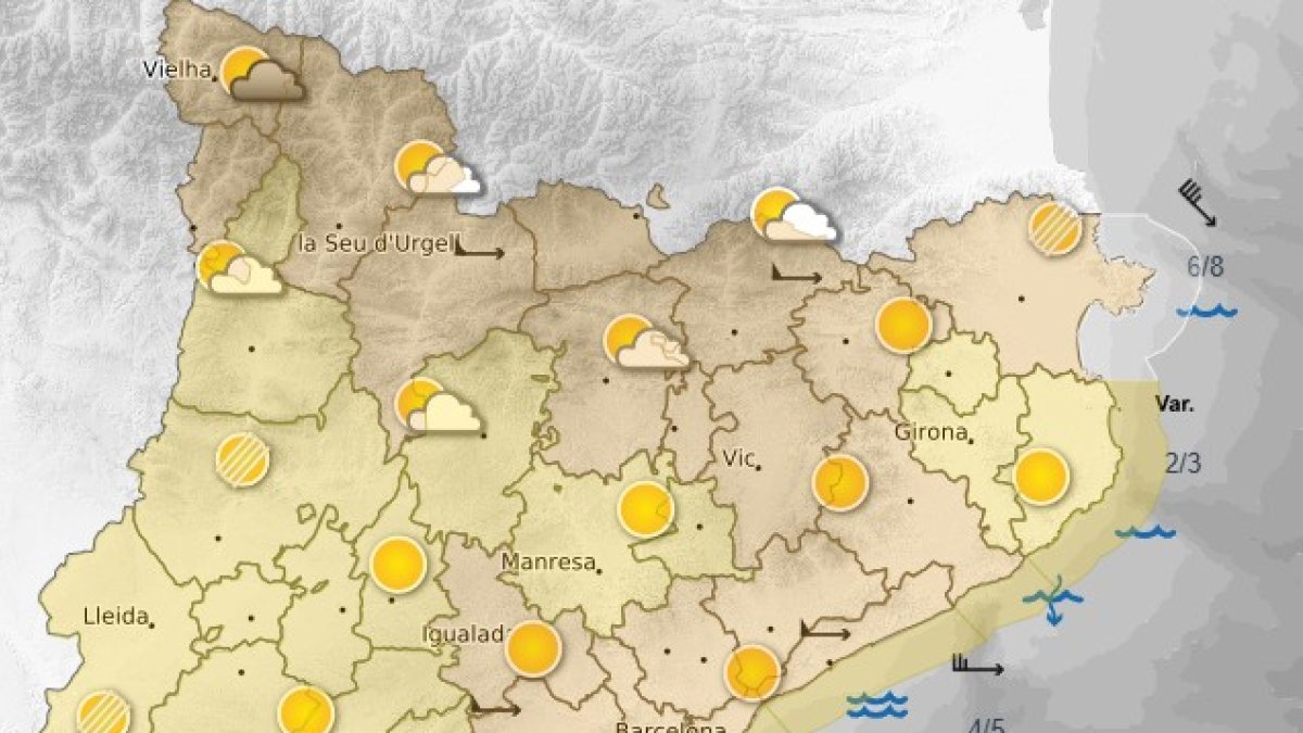 Mapa del servei meteorològic de Catalunya.