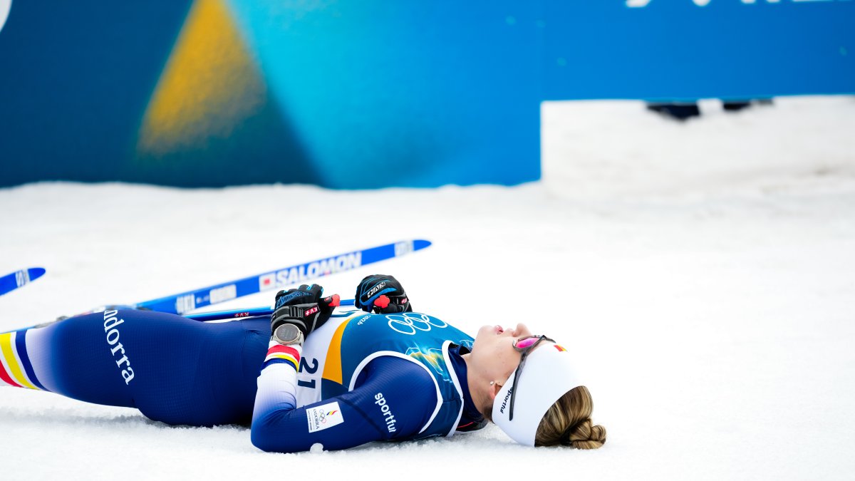 Gina del Rio després de la cursa de 10 quilòmetres individuals a l'estadi de Tesero