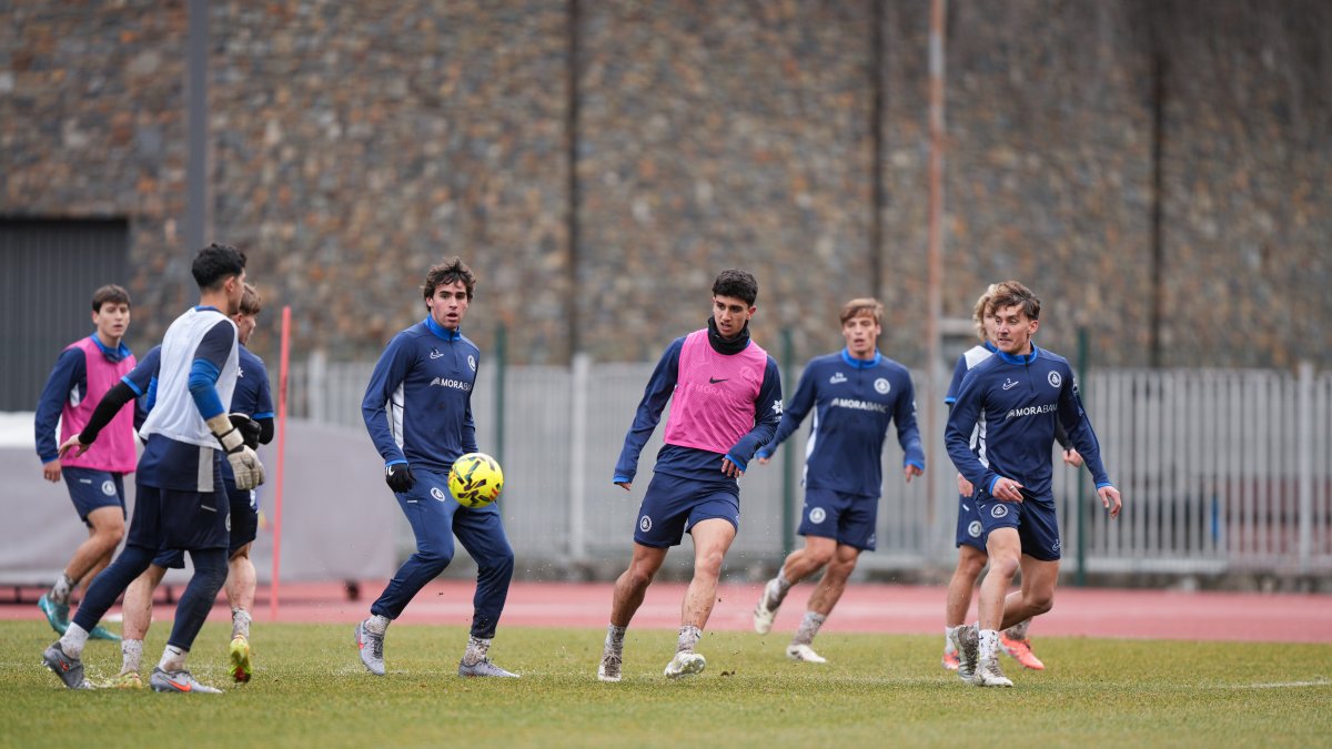 Els tricolors en un entrenament al Comunal.