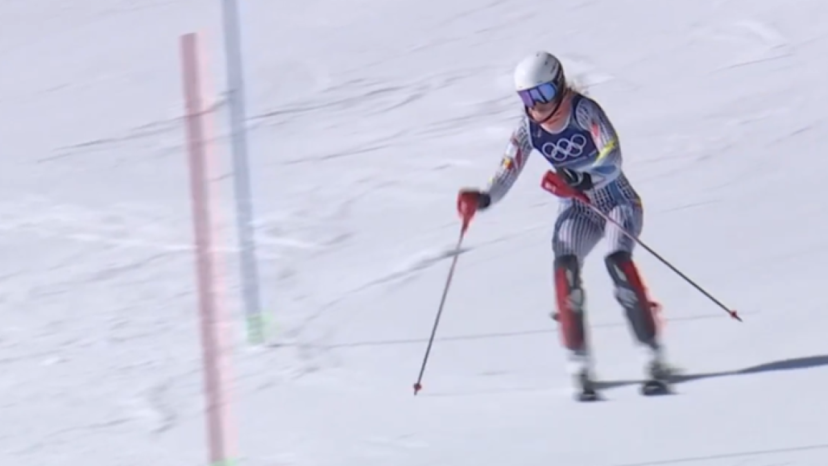 Carla Mijares en un moment de la primera mànega de l'eslàlom.