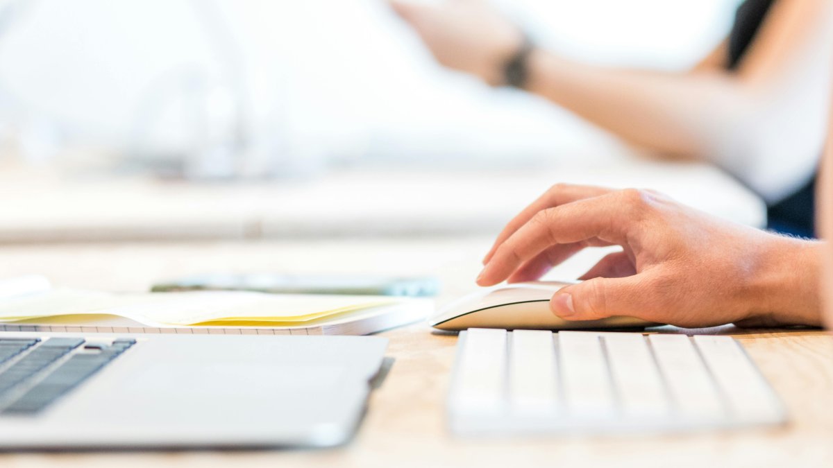 Una persona fent servir el ratolí d'un ordinador.
