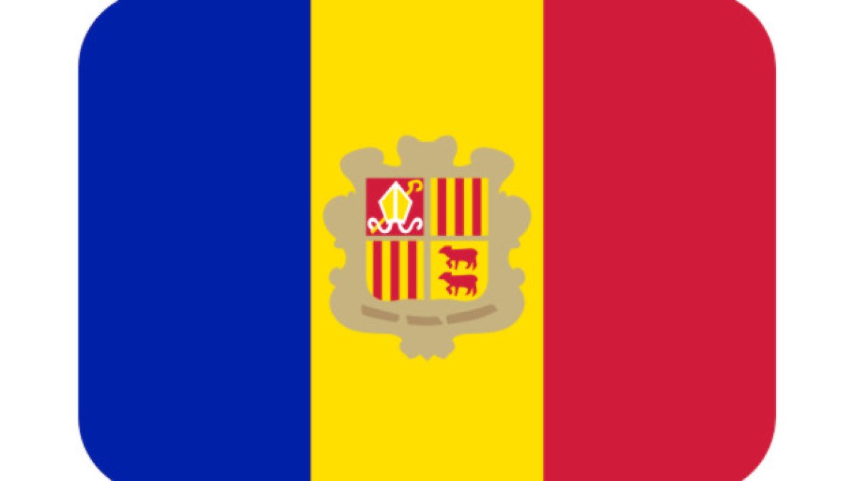 L'emoticona de la bandera d'Andorra simplificada que elimina la senyera.