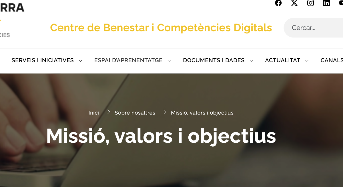 La nova pàgina web del Centre de Benestar i Competències Digitals.