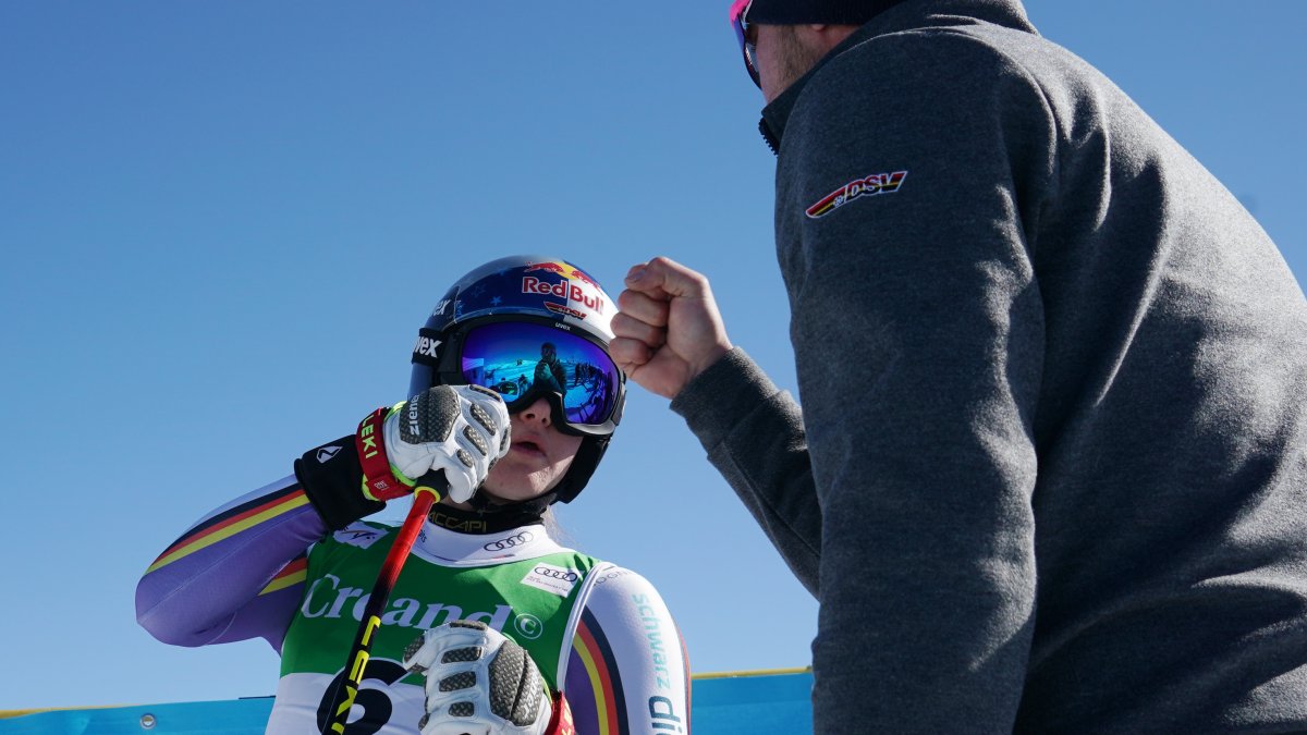 Emma Aicher, en un dels entrenaments de la Copa del Món.