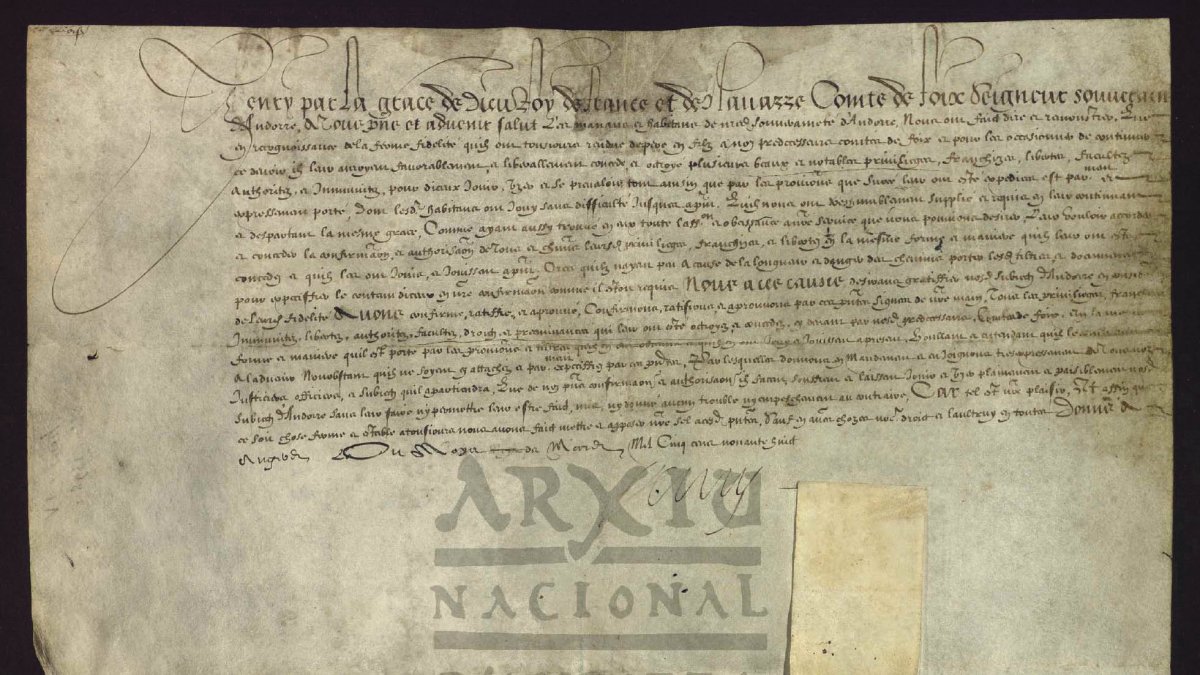 Confirmació per Enric IV de França dels privilegis andorrans (1589).