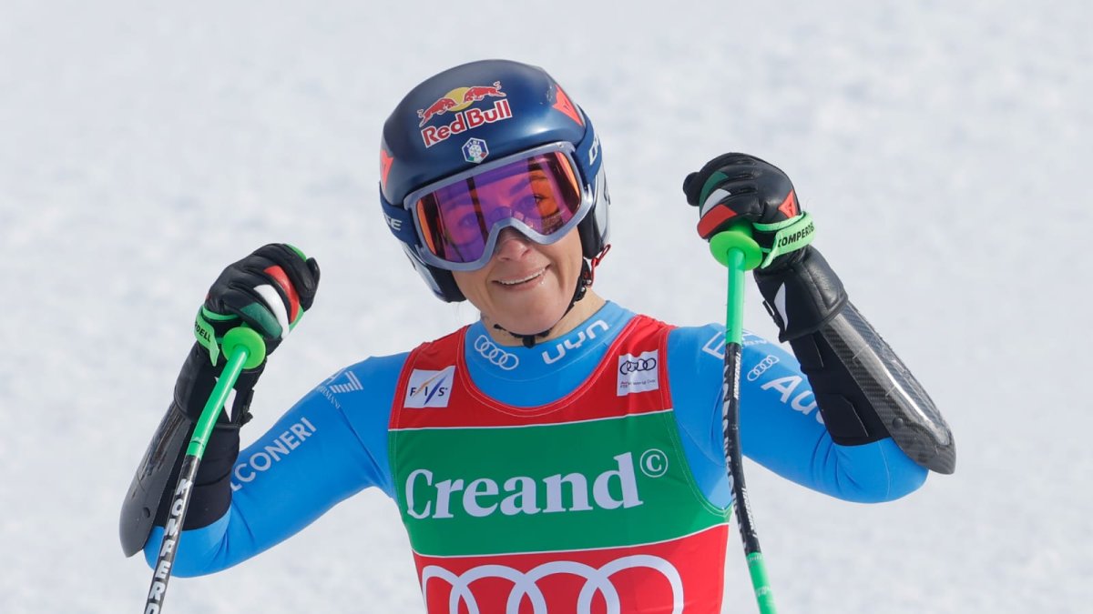 Sofia Goggia, en la seva arribada a la meta al Tarter.