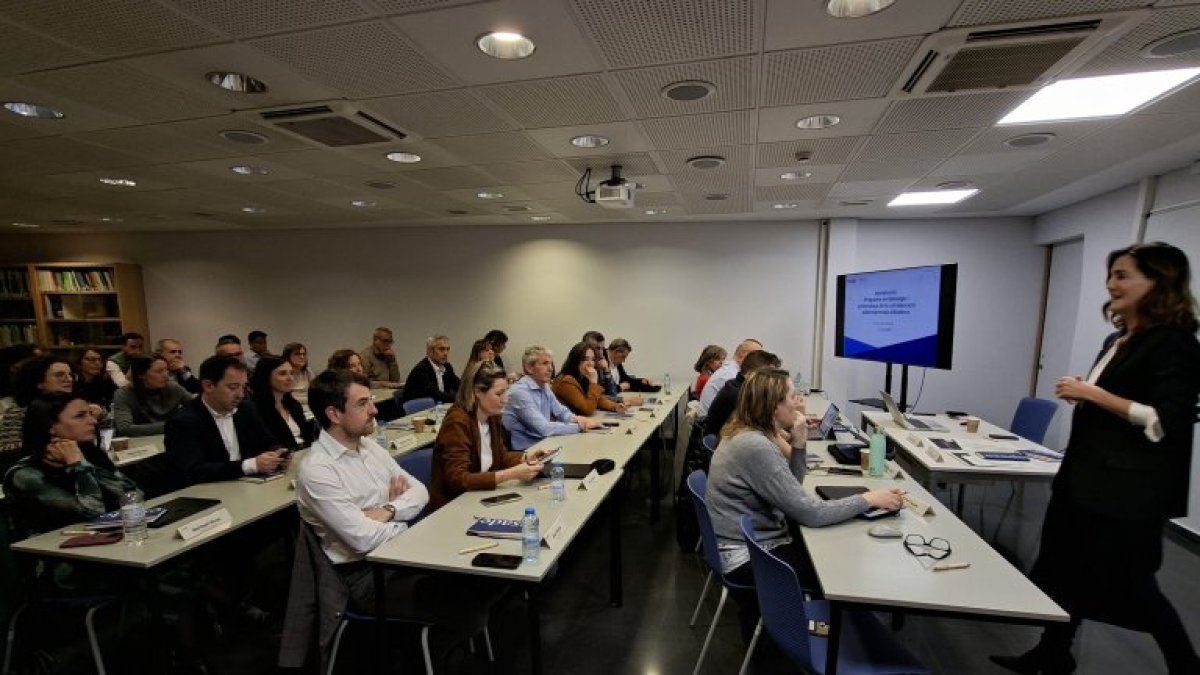 La directora acadèmica Mónica Reig durant la formació dels professionals durant el curs de col·laboració publicoprivada.