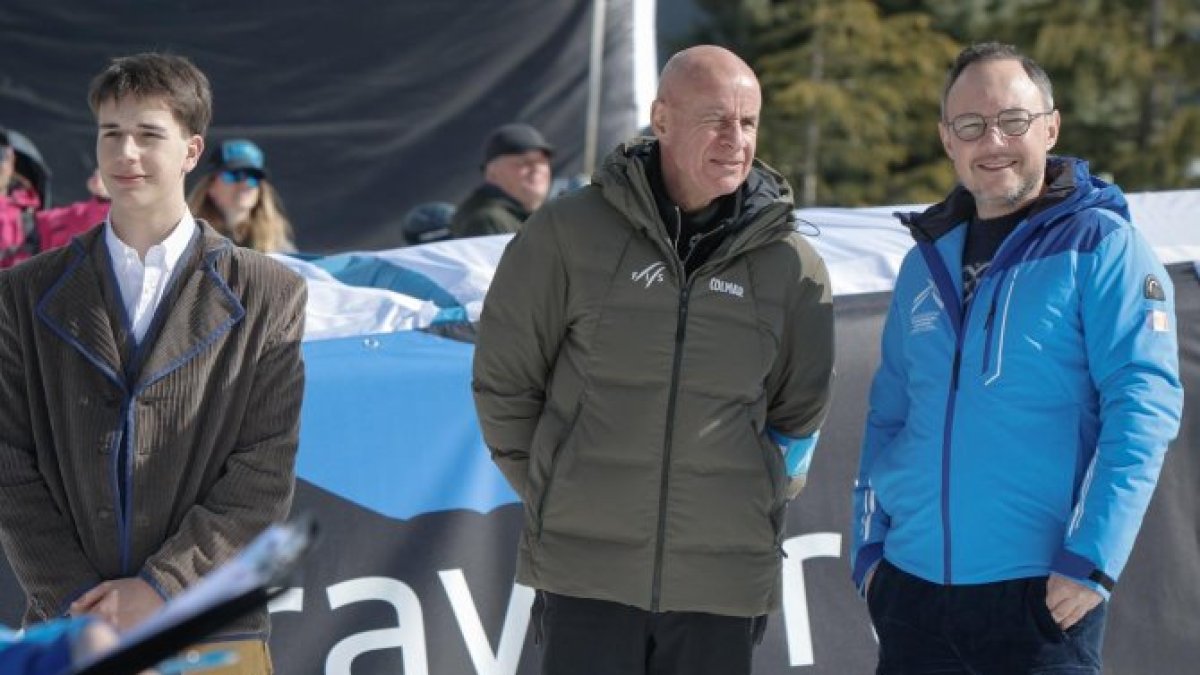 El President del FIS, Johan Eliasch, acompanyat del Cap de Govern, Xavier Espot, a la Copa del Món femenina d'esquí al Tarter, aquesta setmana..