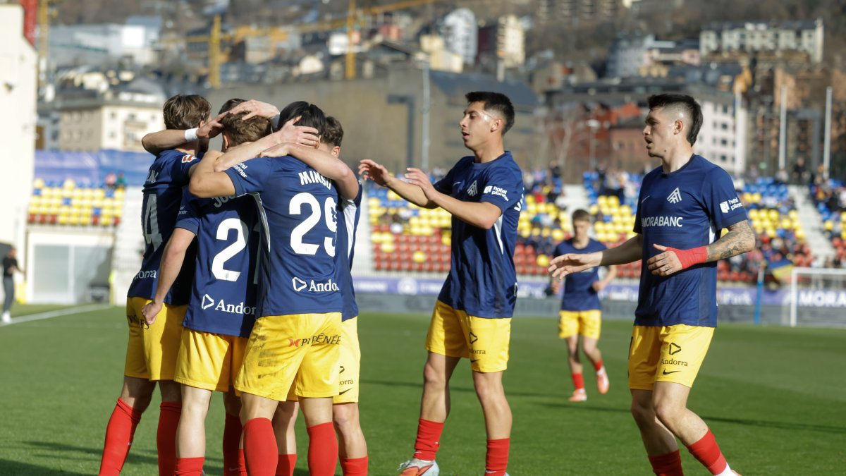 Els tricolors celebren un gol contra el Saragossa.