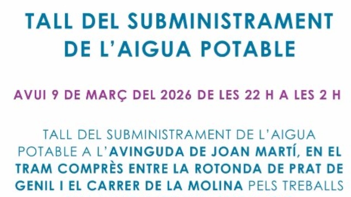 Avís del tall de subministrament del comú d'Encamp.