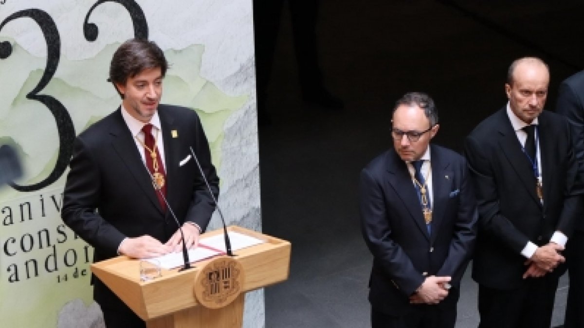 Un moment del discurs del síndic general, Carles Ensenyat.