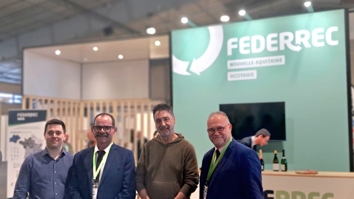 Jordi Gasset i Francesc Zamora, president d'AGREDA, amb Philippe Briane i Didier Mailhes, vicepresident i president de Federrec Occitanie)