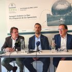 D'esquerra a dreta, Daniel Aristot, Daniel Armengol, Joan Tomàs durant la conferència.