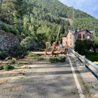 Efectius del Coex retirant arbres de la xarxa viària a la carretera de la Plana