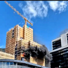 Foc en una torre d'Escaldes en construcció